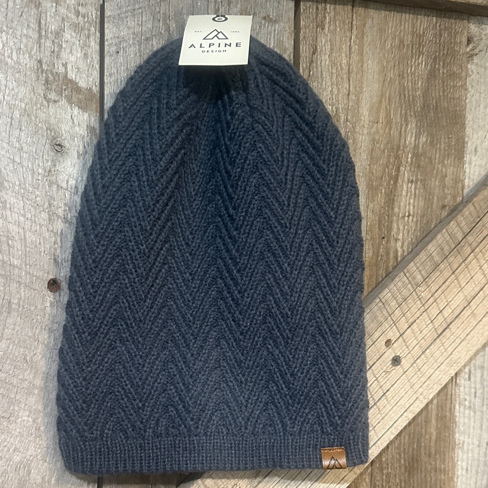 Alpine Navy Chevron Knit Beanie